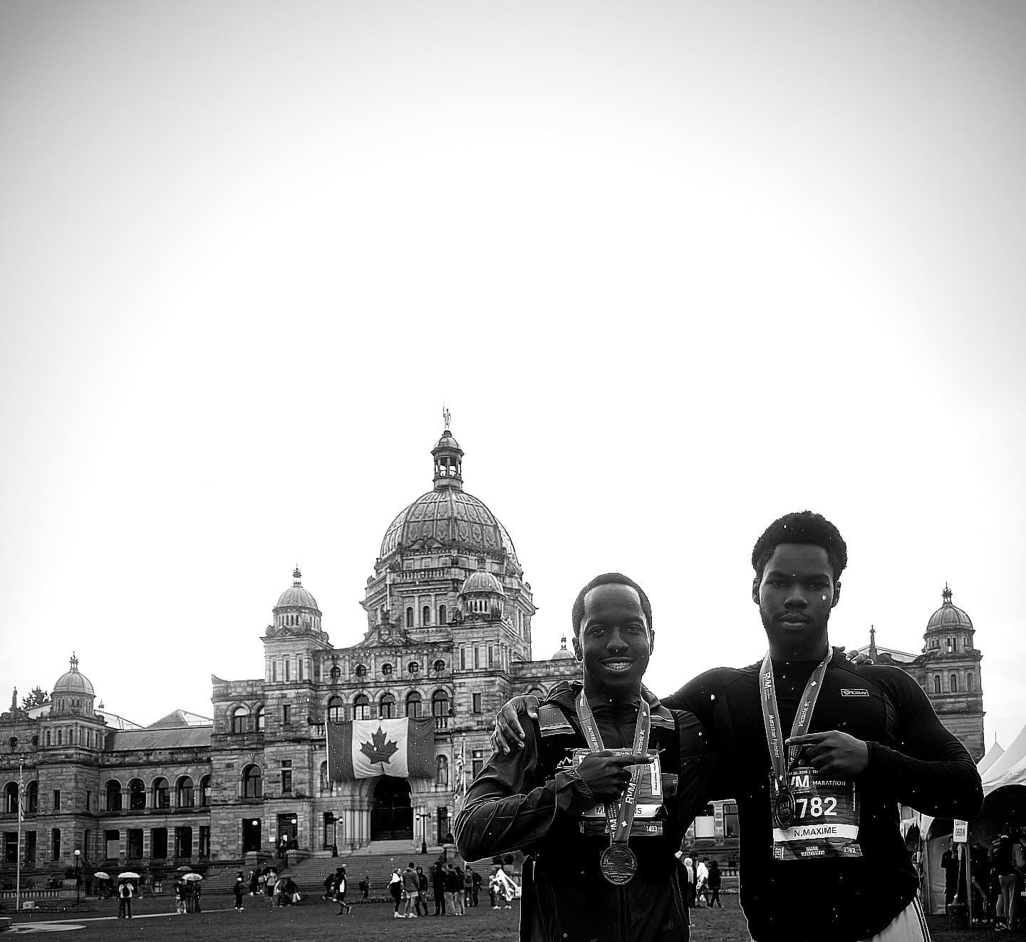Marthens with medals from the Royal Victoria Marathon